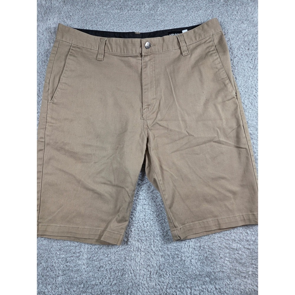 Volcom Chino Shorts 34 Khaki Mens Frickin Modern Stretch Tan A09117V3